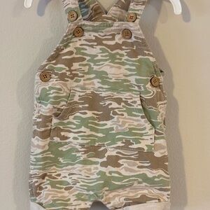 Carter's Tan and Green Camouflage Overalls